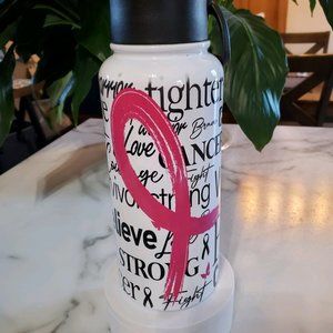 Cancer Warrior Motivational 32oz Hydro Handle Bottle Tumbler 💜sale